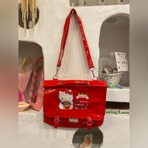 Vintage 90s Retro Red Vinyl 3-Way Hello Kitty Briefcase Bag by Sanrio AS-IS